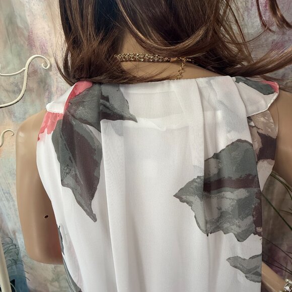 πRobbie Bee Flattering Floral Sleeveless Elastic Waistline Chiffon Maxi Dress - Picture 10 of 16